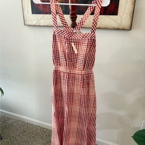Madewell Cutout Back Midi Dress in Gingham Plaid: